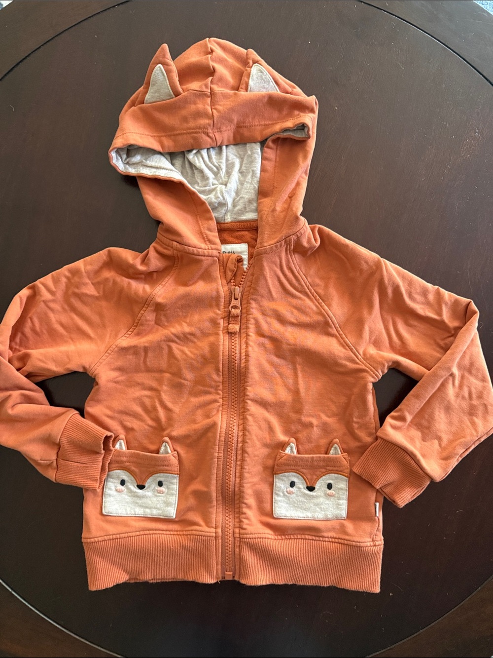 Little Sleepies Orange Fox-Ear Hooded Zip Sweatshirt